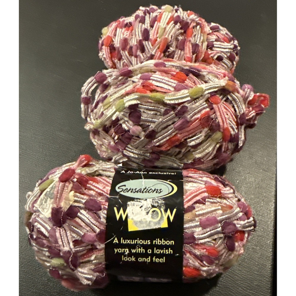 Jo Ann Sensations Berry #2722‎ Willow Ribbon Yarn 3 Skeins